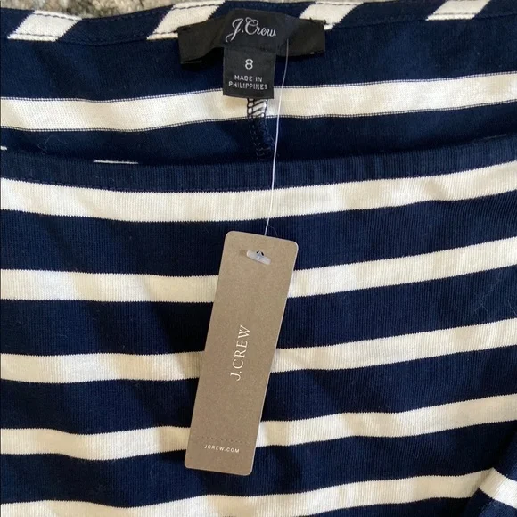 J. Crew Blue and White Sheath Dress Square Neck - Picture 2 of 9